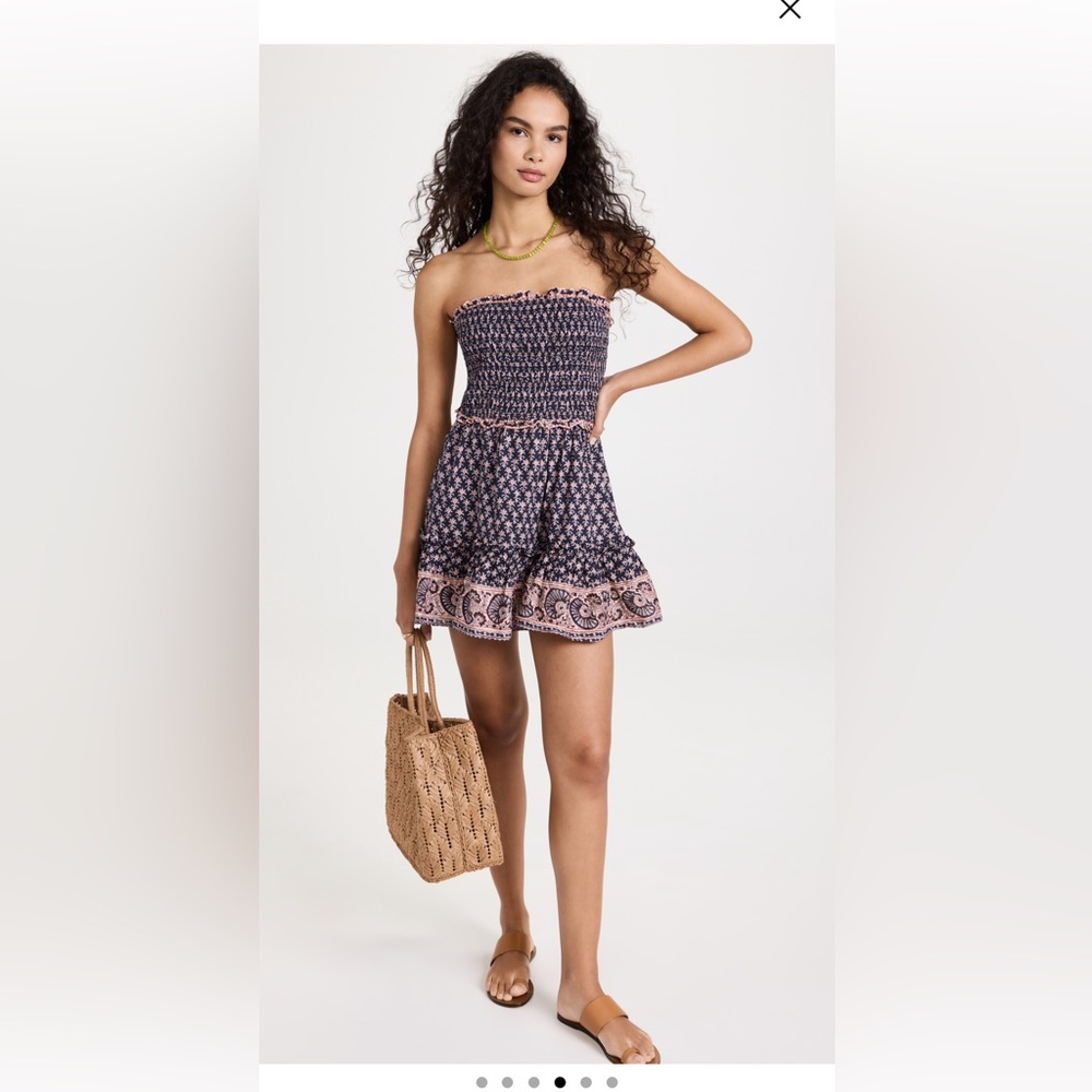 Sea Jasper border print strapless dress